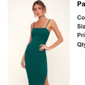 Forest green mid length dress